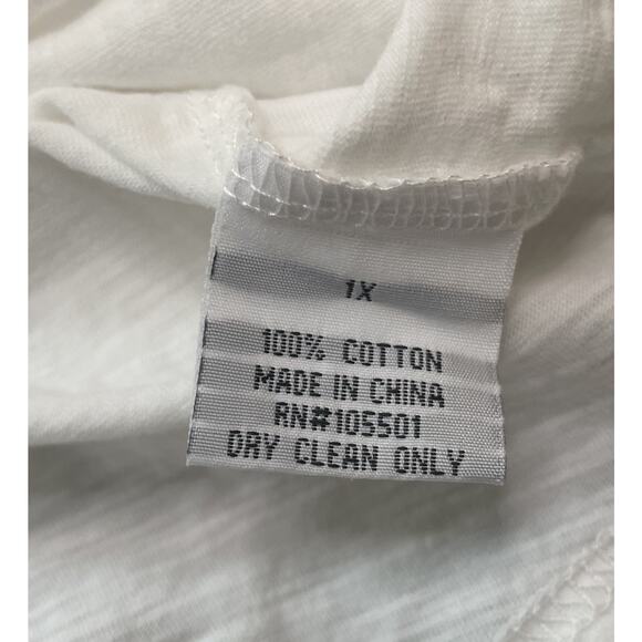 Double D Ranch Embroidered Mountain Meadow Top 1X NWT Floral White Cotton - Picture 6 of 10